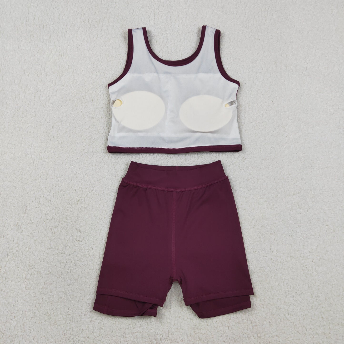 GSD1981 Kids Baby Girl Sleeveless Wine Vests Top Skirt Shorts Yoga Active Clothes Sets