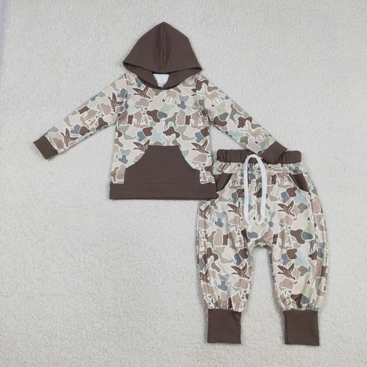 RTS NO MOQ（In Stock) Duck & Deer Hunting Camouflage Pocket Hooded Long-Sleeved Pants Suit