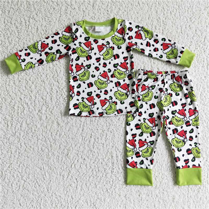 Sibling Baby Boys Girls Christmas Cartoon Ruffle Pajamas Pants Sets