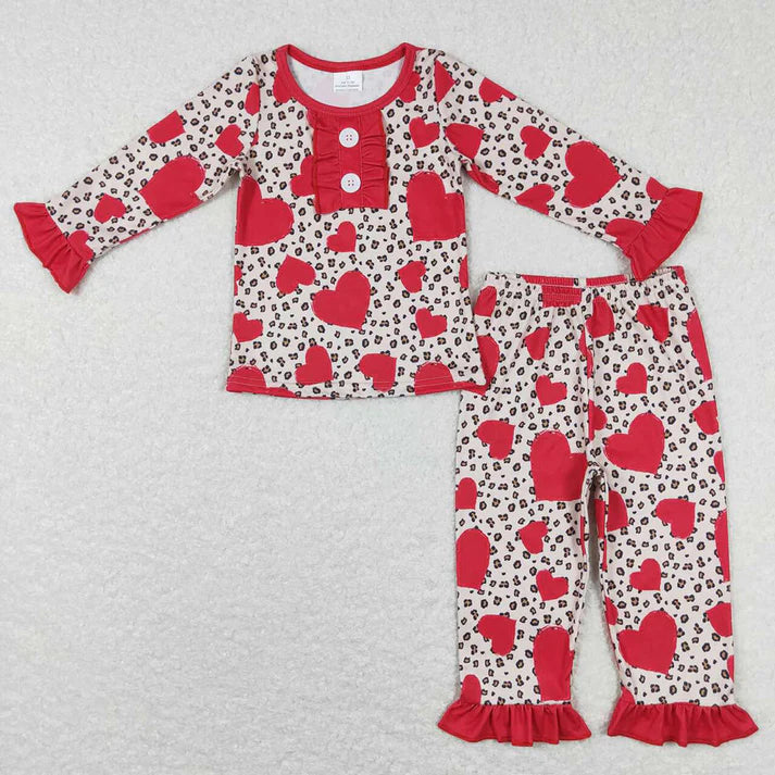 Sibling Girls Baby Kids Valentines Tee Shirts Top Pants Pajamas Clothes Sets