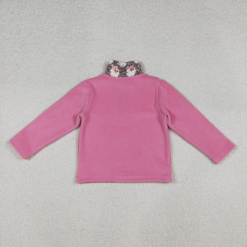 11.1 Sibling Baby Girls Pink Bows Plaid Leopard Santa Quatrefoil Zipper Pullover Sherpa Tops