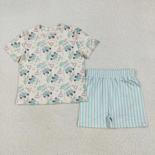 5.27 Sibling Baby Girls Short Sleeves Smiles USA Stripe Top Short Pajamas Sets