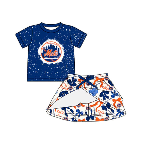 6.10 Custom Moq 3 each item Sibling Baby Girls Mets Team Dresses Clothes Sets