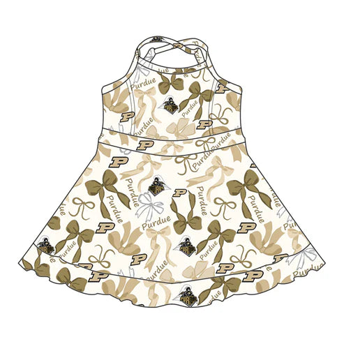 6.10  Custom Moq 3 each item Sibling Baby Girls Purdue Team Dresses Clothes Sets