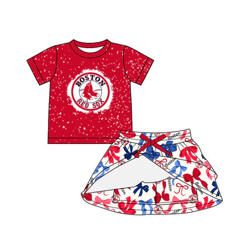6.10  Custom Moq 3 each item Sibling Baby Girls Boston Team Dresses Clothes Sets