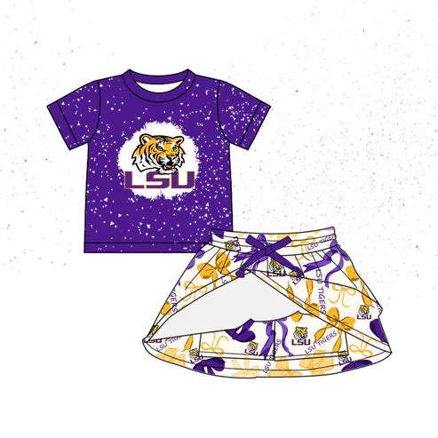 6.10 Custom Moq 3 each item Sibling Baby Girls LSU Team Dresses Clothes Sets