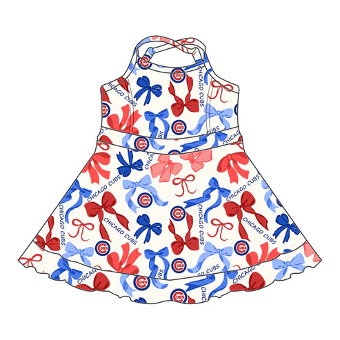 6.10 Custom Moq 3 each item Sibling Baby Girls Cubs Team Dresses Clothes Sets