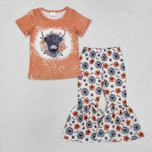 5.9 Sibling Baby Girls Western Shirts Top Bell Bottom Pants Outfits