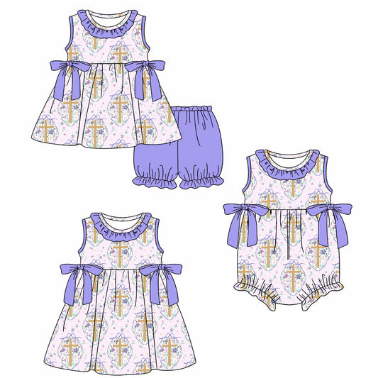 26.1.19 Custom (Moq 3 or 5) Sibling Baby Girl Easter floral Short Sleeve Shorts Sets Girls Dress Romper