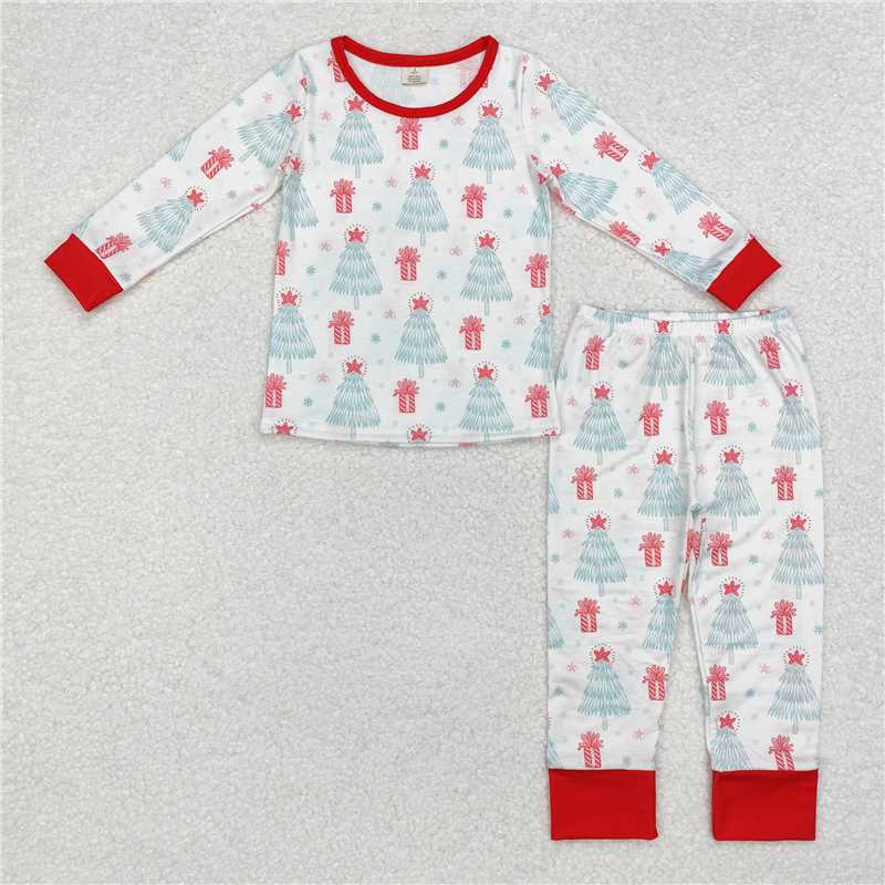 BLP0818 Baby Boys Christmas Tree Stars Bamboo Pajamas Clothes Set