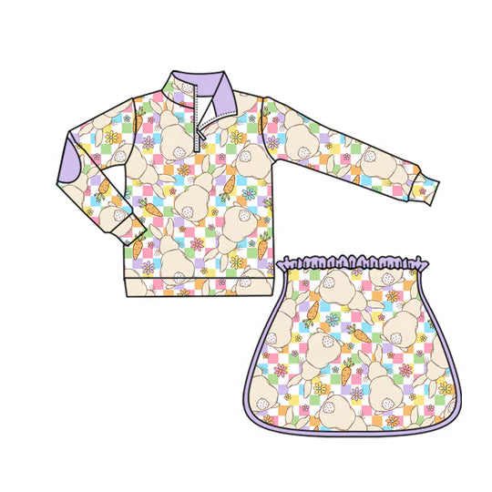 12.29 MOQ：5pcs GLD1574 pre-order baby girl clothes rabbit toddler girl easter yoga skirt outfit