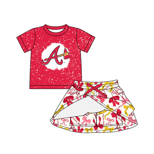 6.10 Custom Moq 3 each item Sibling Baby Girls Braves Team Dresses Clothes Sets