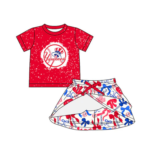 6.10 Custom Moq 3 each item Sibling Baby Girls Yankees Team Dresses Clothes Sets