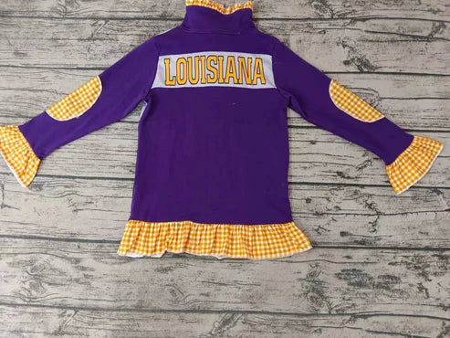4.28 Preorder moq 3 Baby Girls Team Purple Tiger Pullover Shirt Tee Shirts