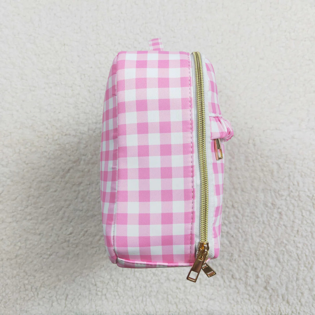 3.10 BA0088 Pink and white check lace lunch box bag