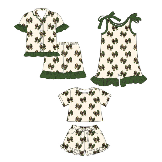 26.1.3 Custom MOQ:3 or 5 pcs each design milk silk Sibling baby girl clothes bow short sleeve shorts sets 2 and jumpsuit