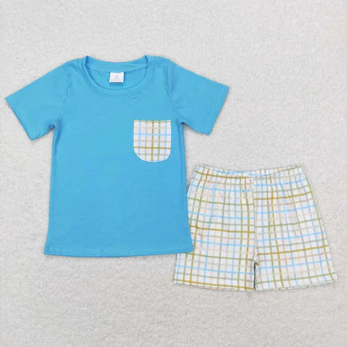 4.19  Sibling Baby Boys Cotton Pocket Top Shorts Outfits Sets