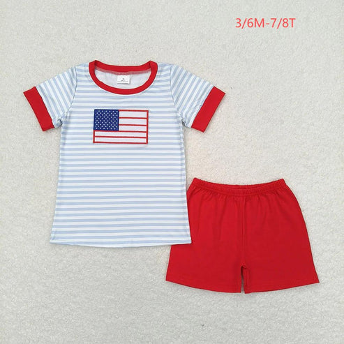 4.19  Sibling Embroidery Baby Boys 4th Of July Shirt Shorts Summer Outfits