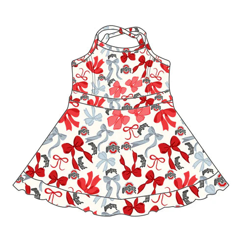 6.10  Custom Moq 3 each item Sibling Baby Girls Ohio State Team Dresses Clothes Sets