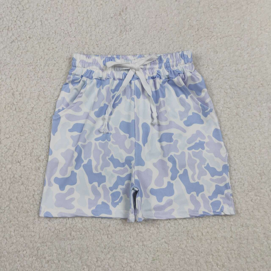 SS0886 Kids Baby Boys Southern Light Blue Camo Pockets Shorts Bottom