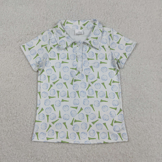 RTS NO MOQ（In Stock) Golf Ball Button-Up Short-Sleeve Top
