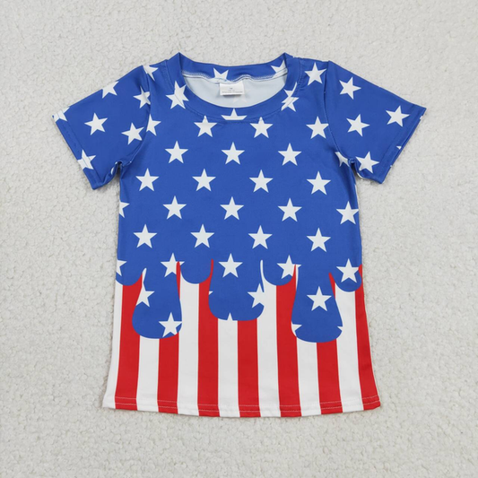 BT1741 Kids Baby Boys Short Sleeve Stars Stripe 4th of July T-shirts Top