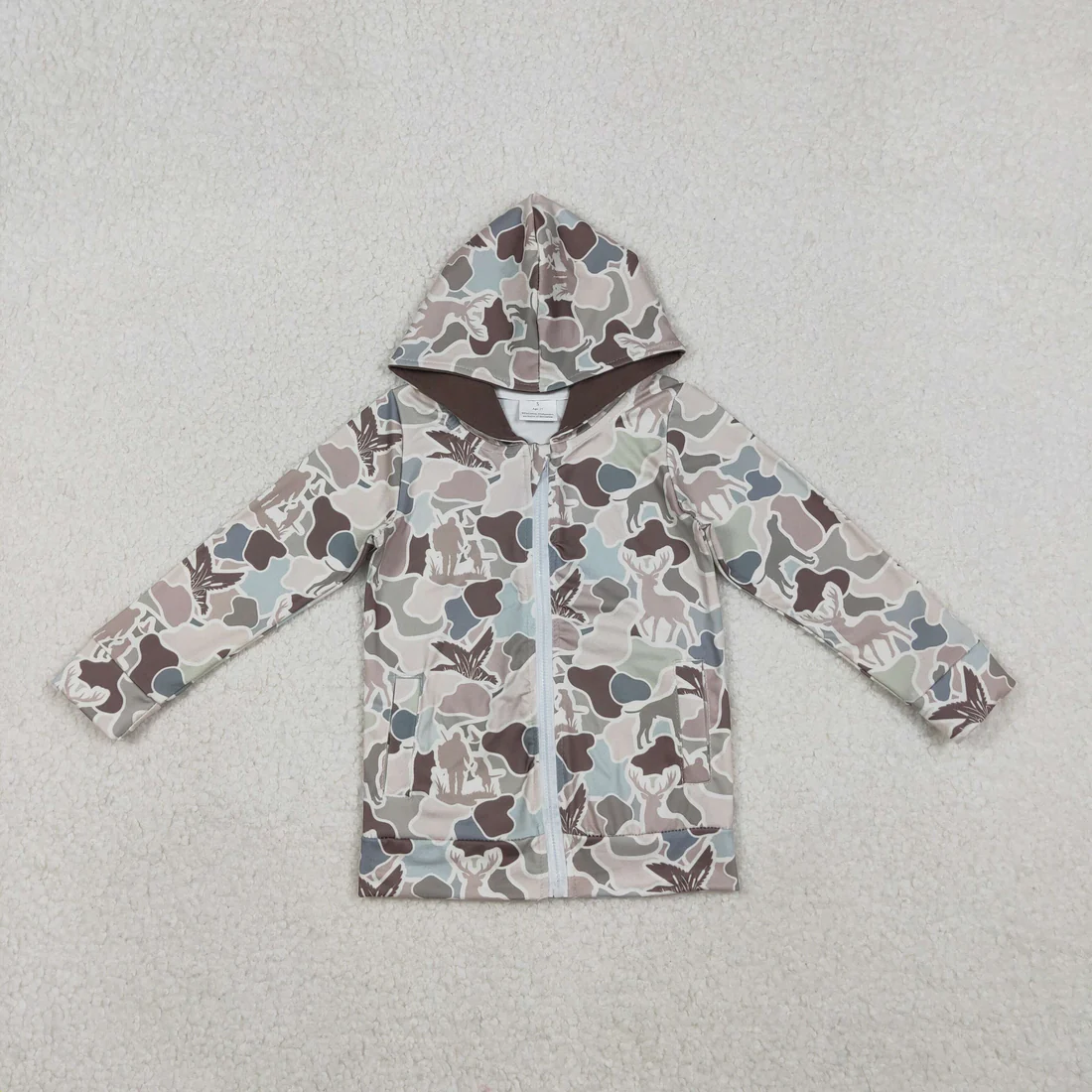 Sibling baby boys girls clothes camouflage zipper hooded long sleeve tops