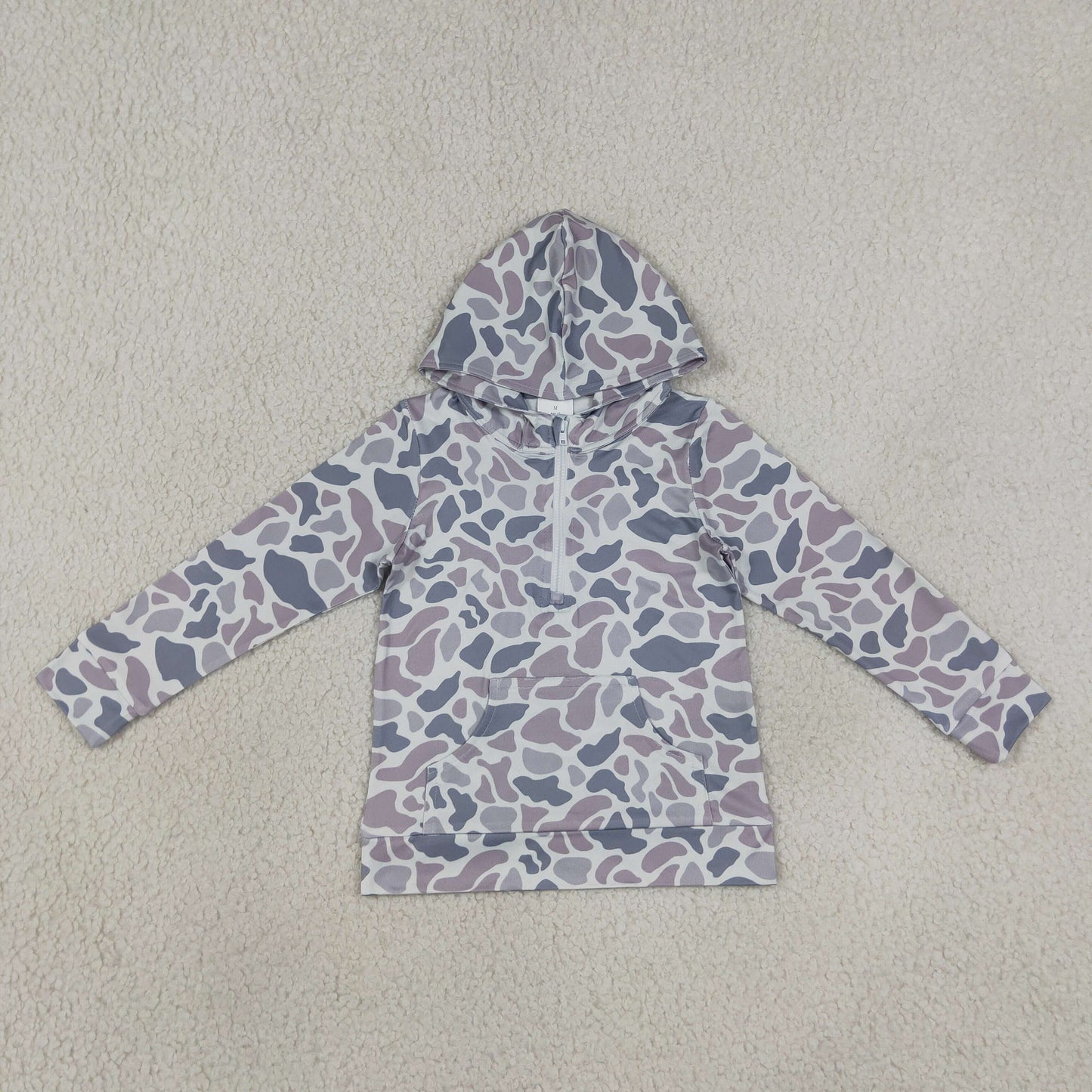 BT1849 Kids Baby Boys Long Sleeve Southern Camo Zip Pocket Hoodies Tops
