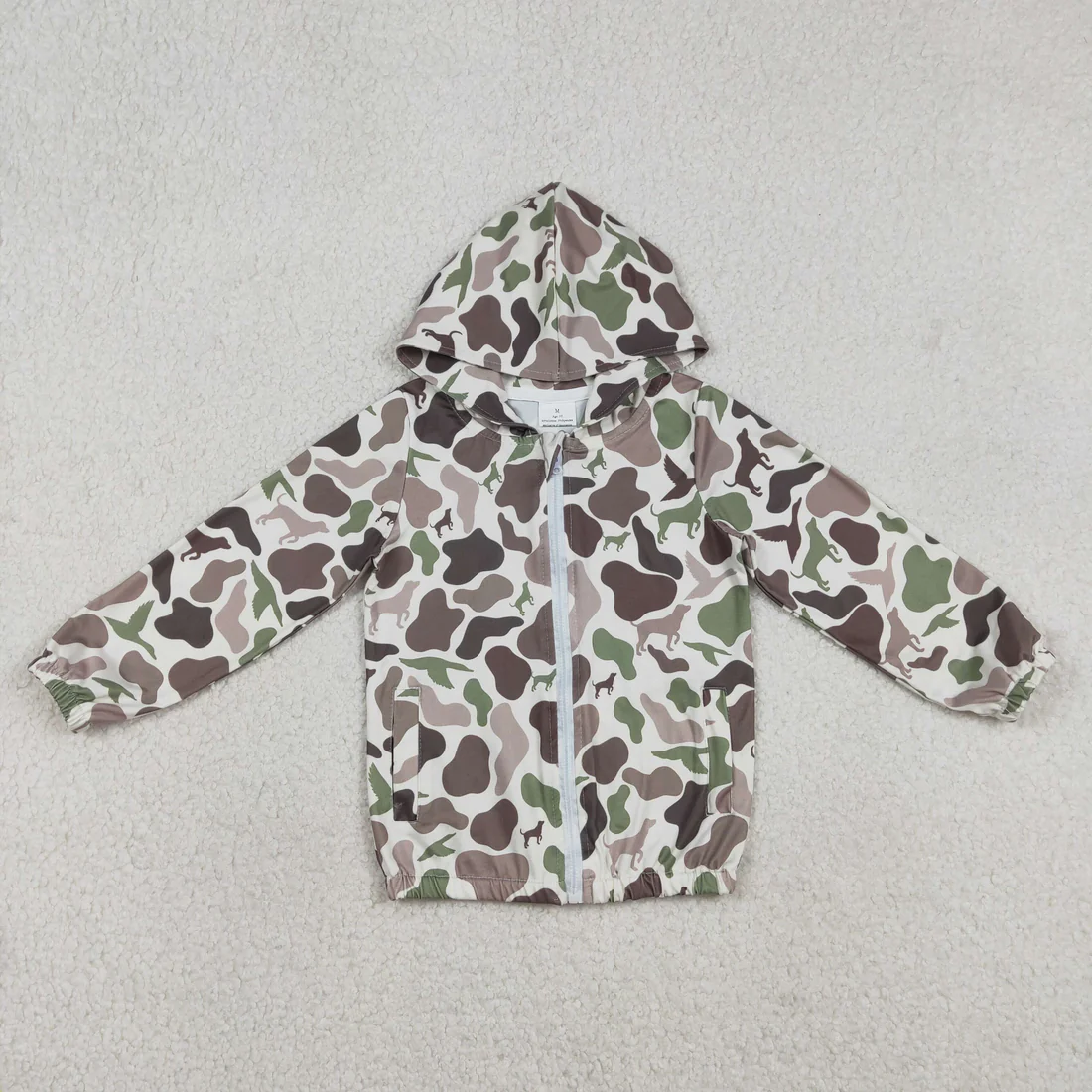 Sibling baby boys girls clothes camouflage zipper hooded long sleeve tops