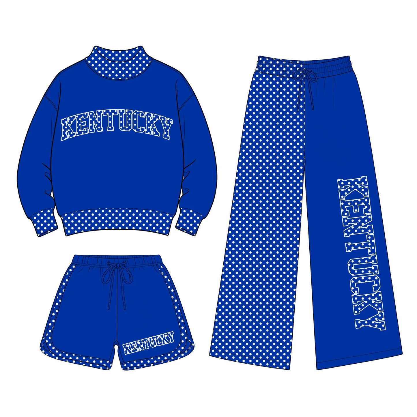 Custom Order Baby Girls Kentucky Shirt Shorts Flare Pants Team Three Pieces Clothes Sets