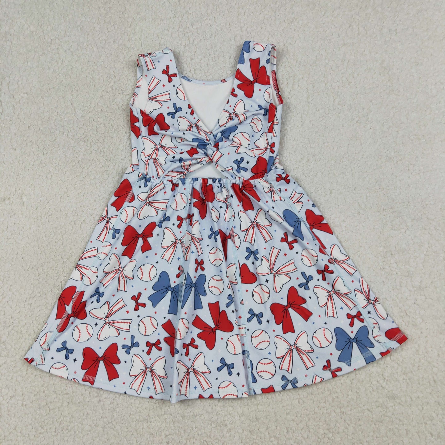 GSD2150 Kids Baby Girls Baseball 4th Of July Yoga Active Wear Skort Knee Length Dresses