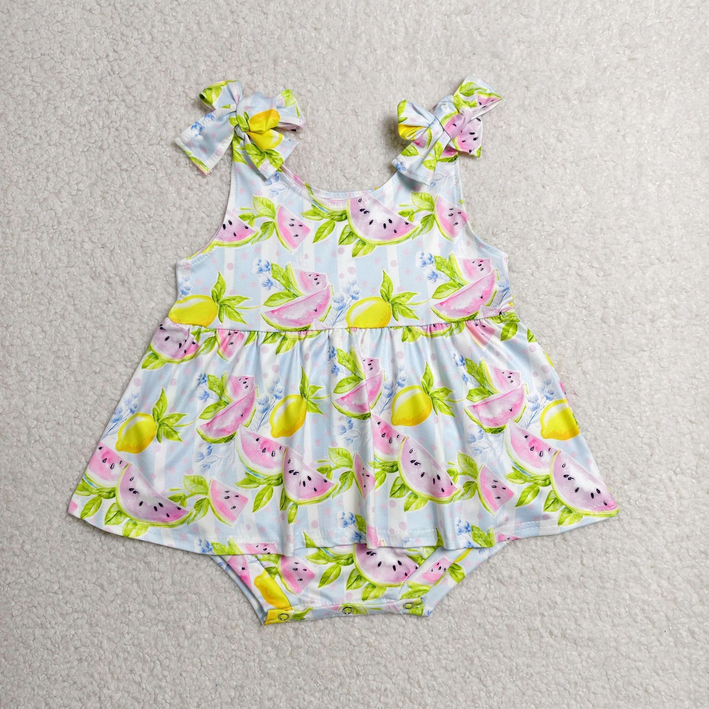 SR4135 Newborn Baby Girls Strap Watermelon Lemons Tunic Ruffle Rompers