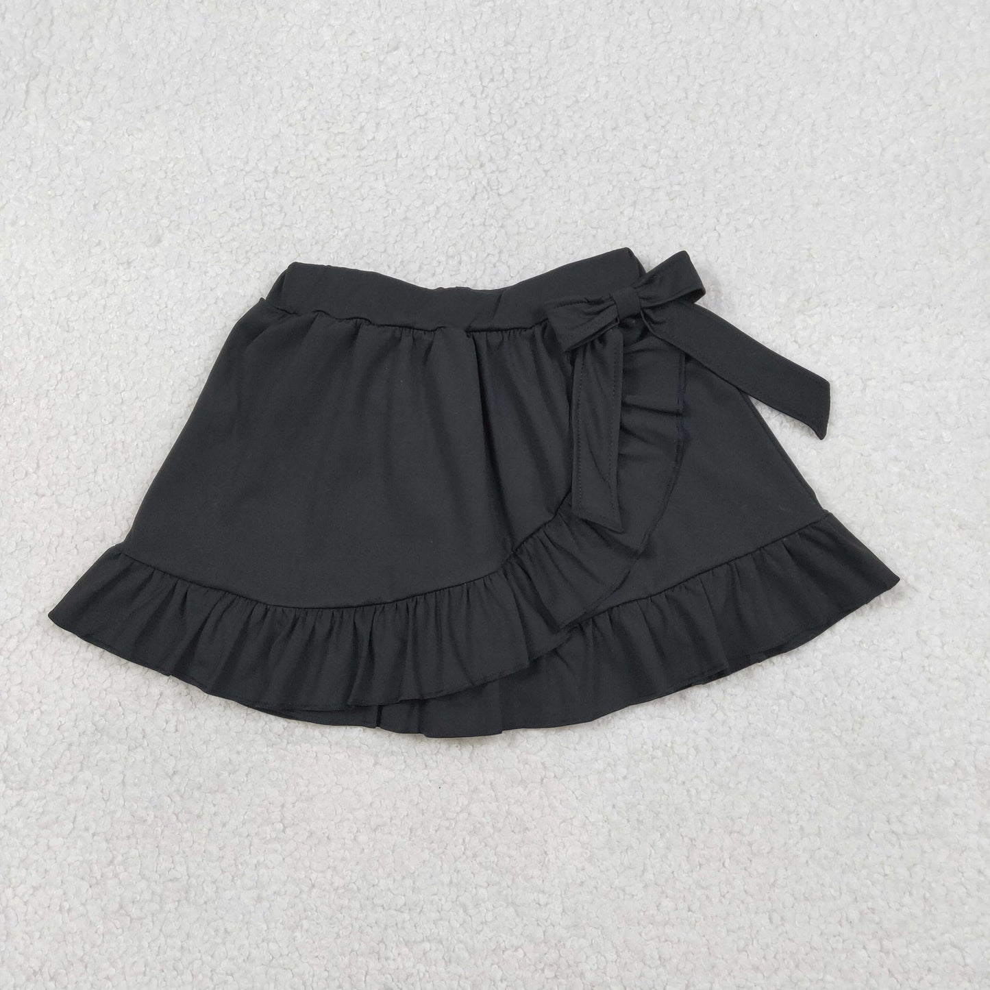 RTS NO MOQ（In Stock) GLK0218 Solid Black Lace Bow Yoga Skirt