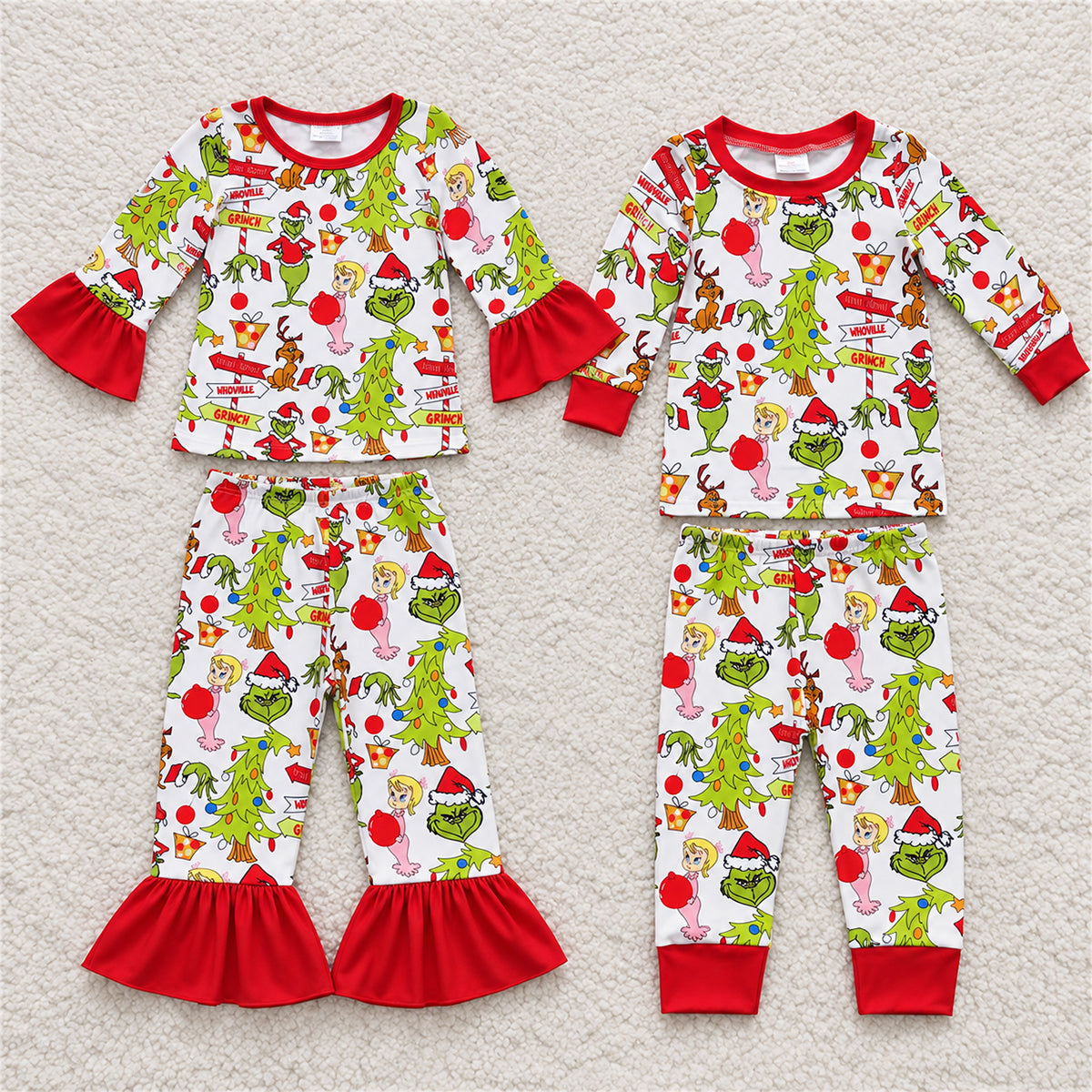 Sibling Baby Boys Girls Christmas Frog Pants Pajamas Clothing Sets