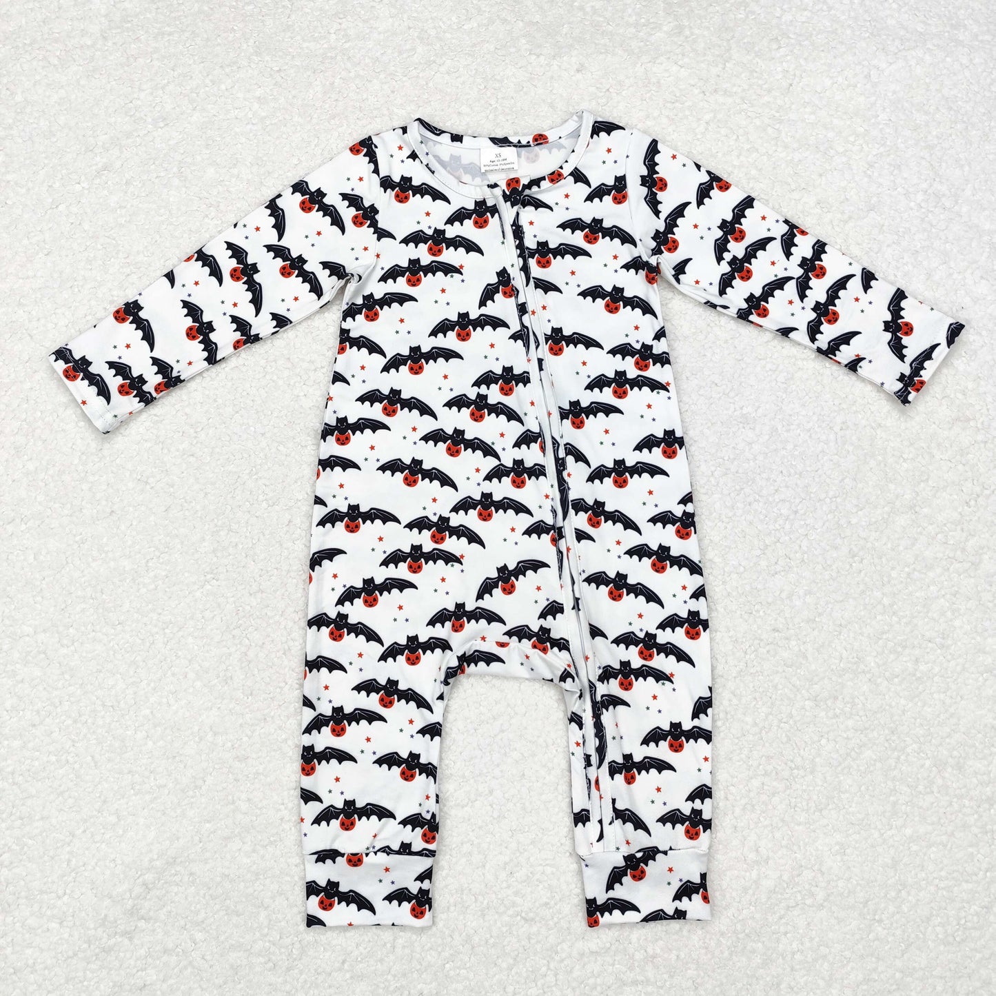 LR1469 Baby Infant Girls Boys Bats Halloween Zip Rompers