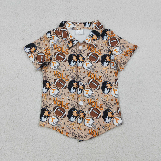 BT1717 Kids Baby Boy Footballs Dogs Vols Team Button Shirts Top