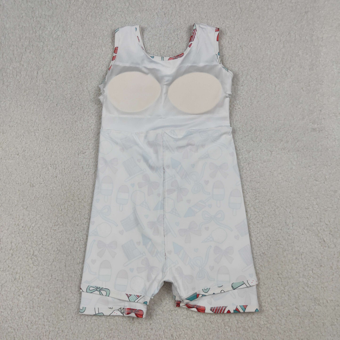 GSD3750 Kids Baby Girls Popsicle Flag Bows Yoga Active 4th of July Shorts Knee Length Dress