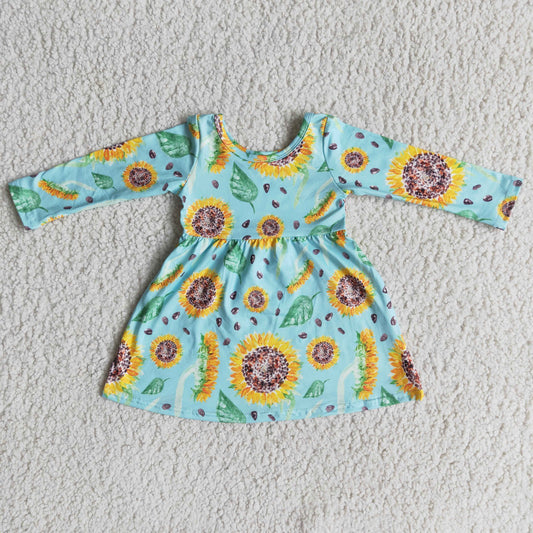 12.8 6 A1-13 girl winter sunflower long sleeve dress-promotion