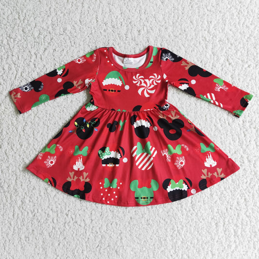 10.18 6 A11-4 baby christmas clothing long sleeve cartoon print kids dresses for girls milk silk