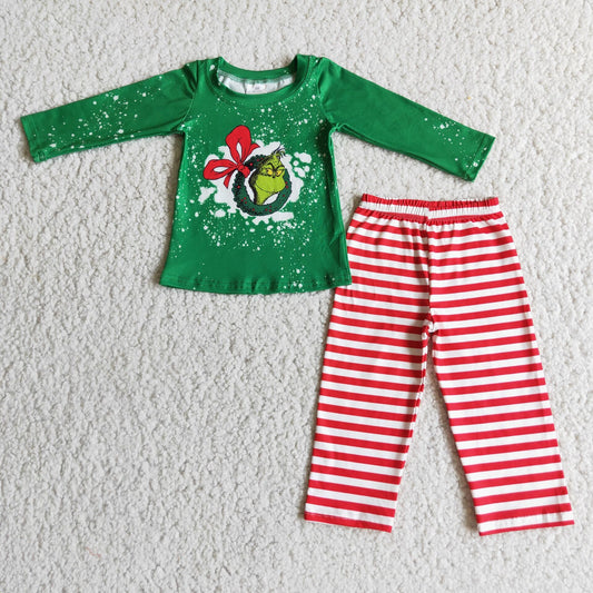 9.5 RTS NO MOQ ETA 5/7days Arrived 6 A12-4 2pcs green long sleeve match boy's outfits