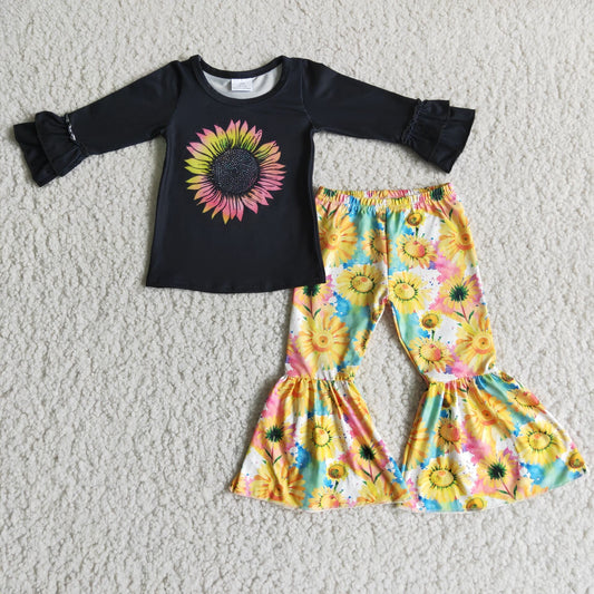 9.5 RTS NO MOQ ETA 5/7days Arrived 6 A13-29 Sunflower sunflower long-sleeved trousers suit