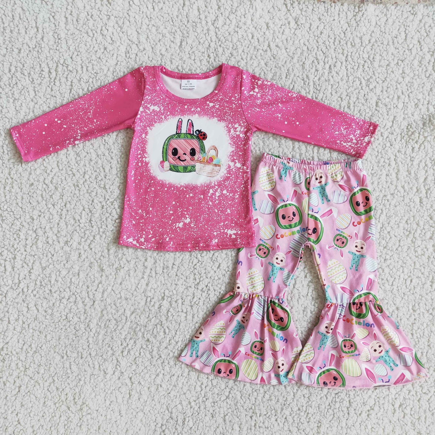 RTS NO MOQ（In Stock ) 6 A15-19 baby girl clothes cartoon Long-Sleeved pants sets