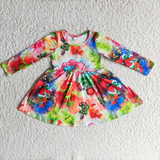 10.18 6 A15-3 grinch tie dye long sleeve skirt