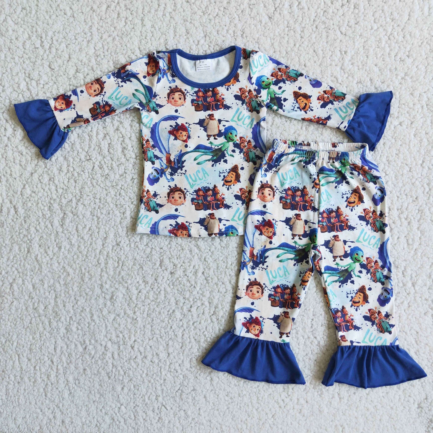 9.5 RTS NO MOQ 6 A16-18 2pcs long sleeve cartoon match girl's outfits