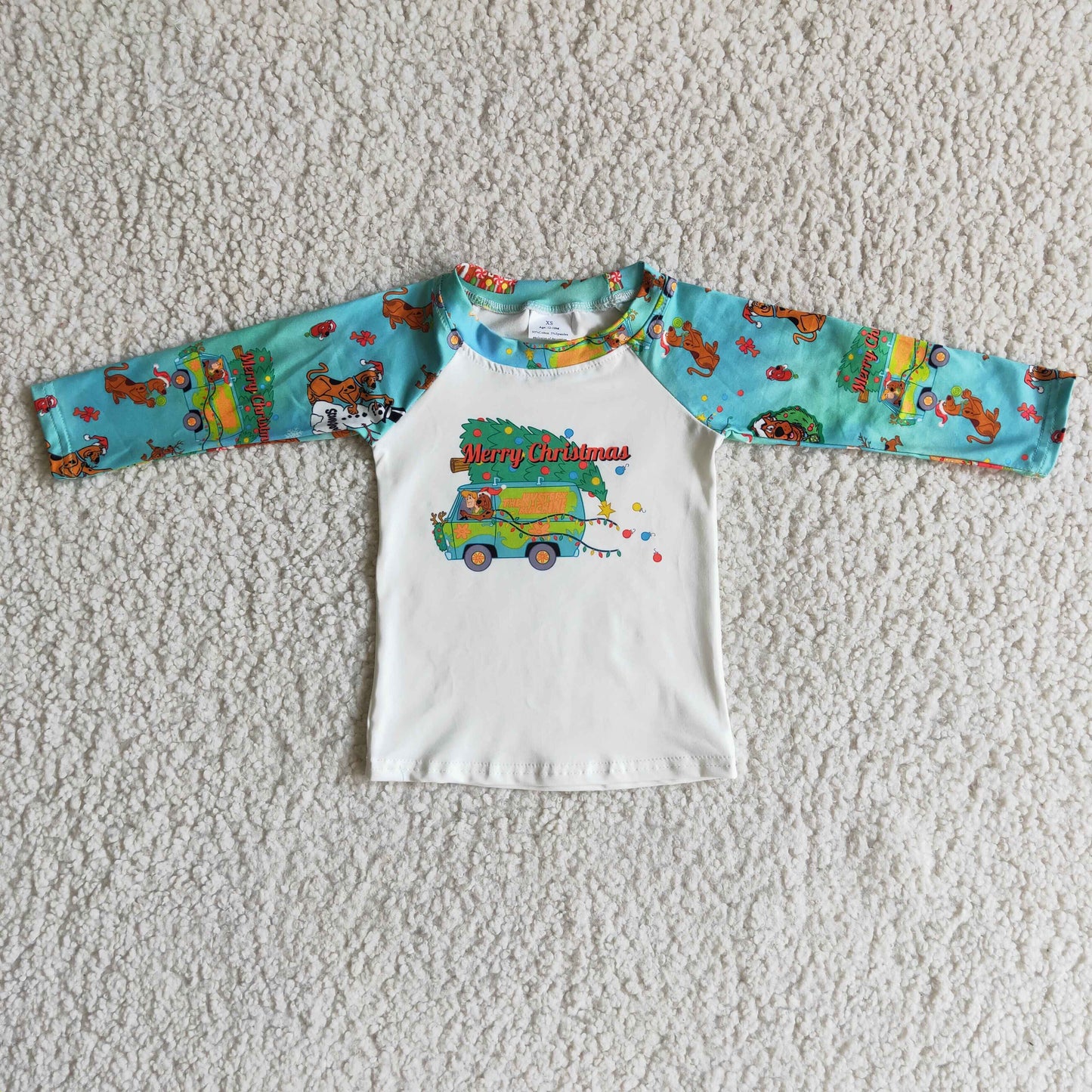 11.10 RTS NO MOQ（In Stock ) 6 A16-3 Merry Christmas Trucker Long Sleeve Top