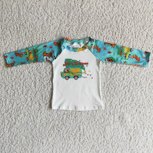 11.10 RTS NO MOQ（In Stock ) 6 A16-3 Merry Christmas Trucker Long Sleeve Top