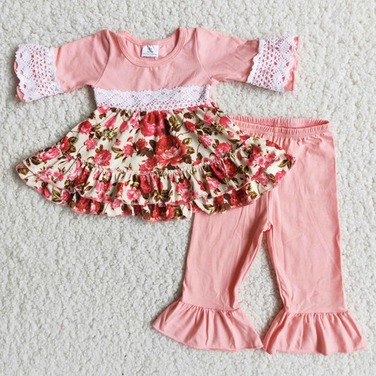 9.5 RTS NO MOQ ETA 5/7days Arrived 6 A17-26 girls short sleeve long pants flower print