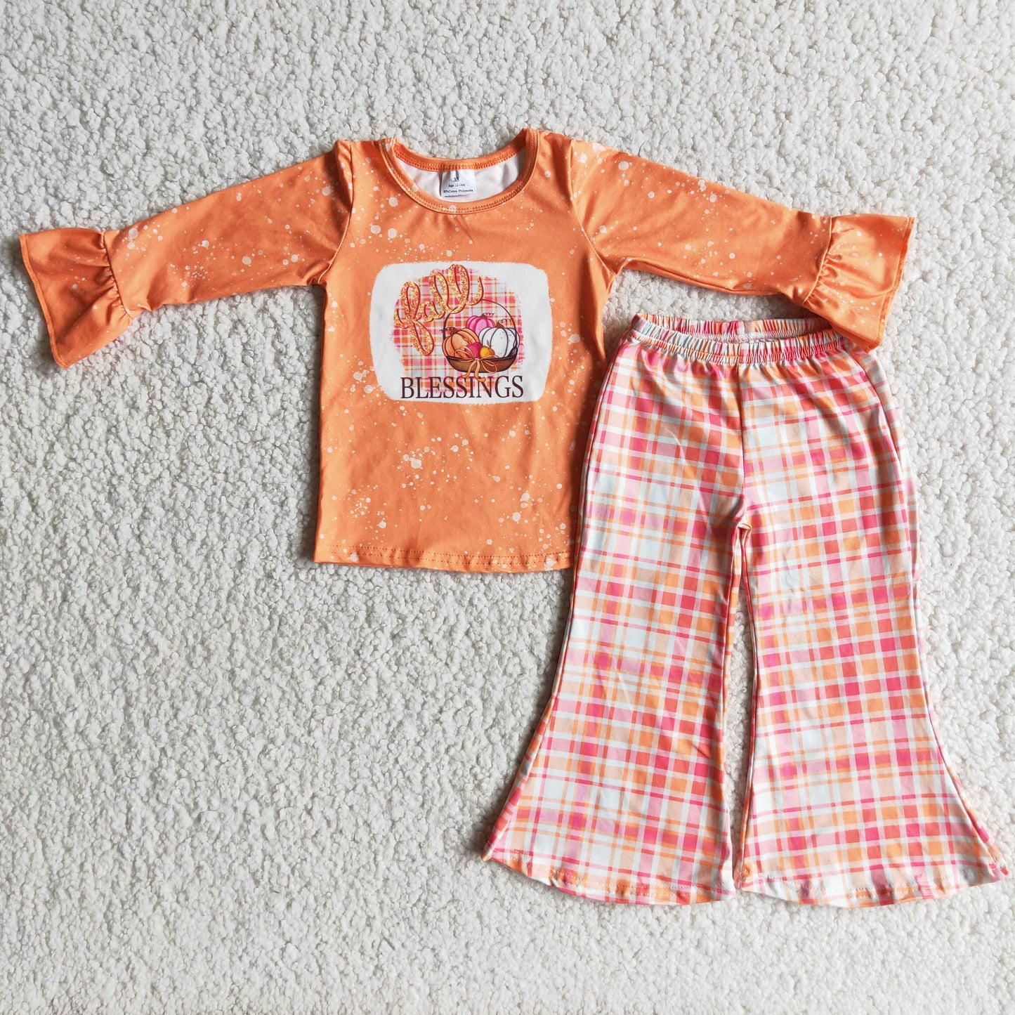 8.4 RTS NO MOQ（In Stock) 6 A18-19 BLESSINGS Pumpkin Plaid Long Sleeve Suit