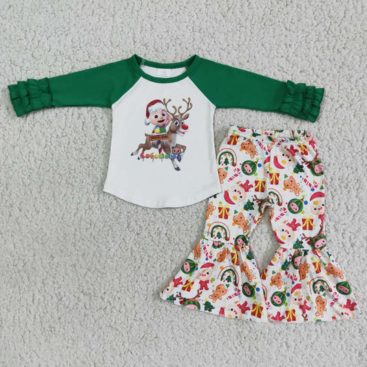 9.5 RTS NO MOQ ETA 5/7days Arrived 6 A18-20 christmas girls green outfits