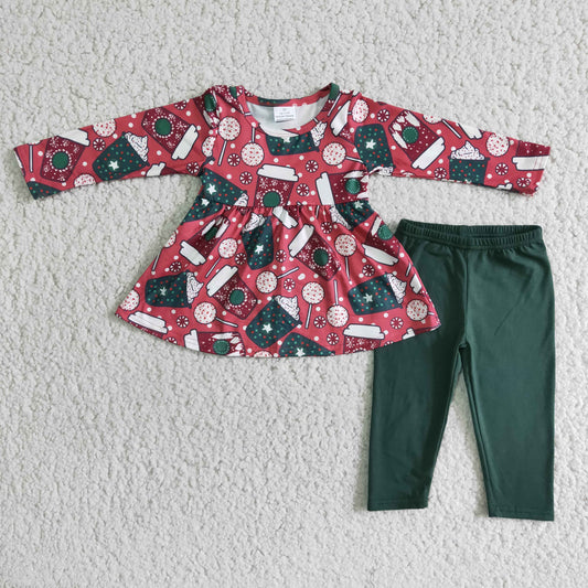 9.5 RTS NO MOQ ETA 5/7days arrived 6 A18-29 Girls Clothing Long Sleeve Long Pants Cartoon Print